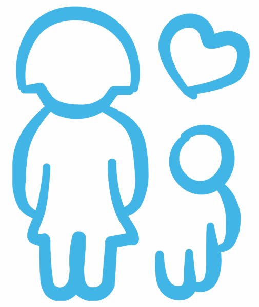 Adult and child with heart indicating love